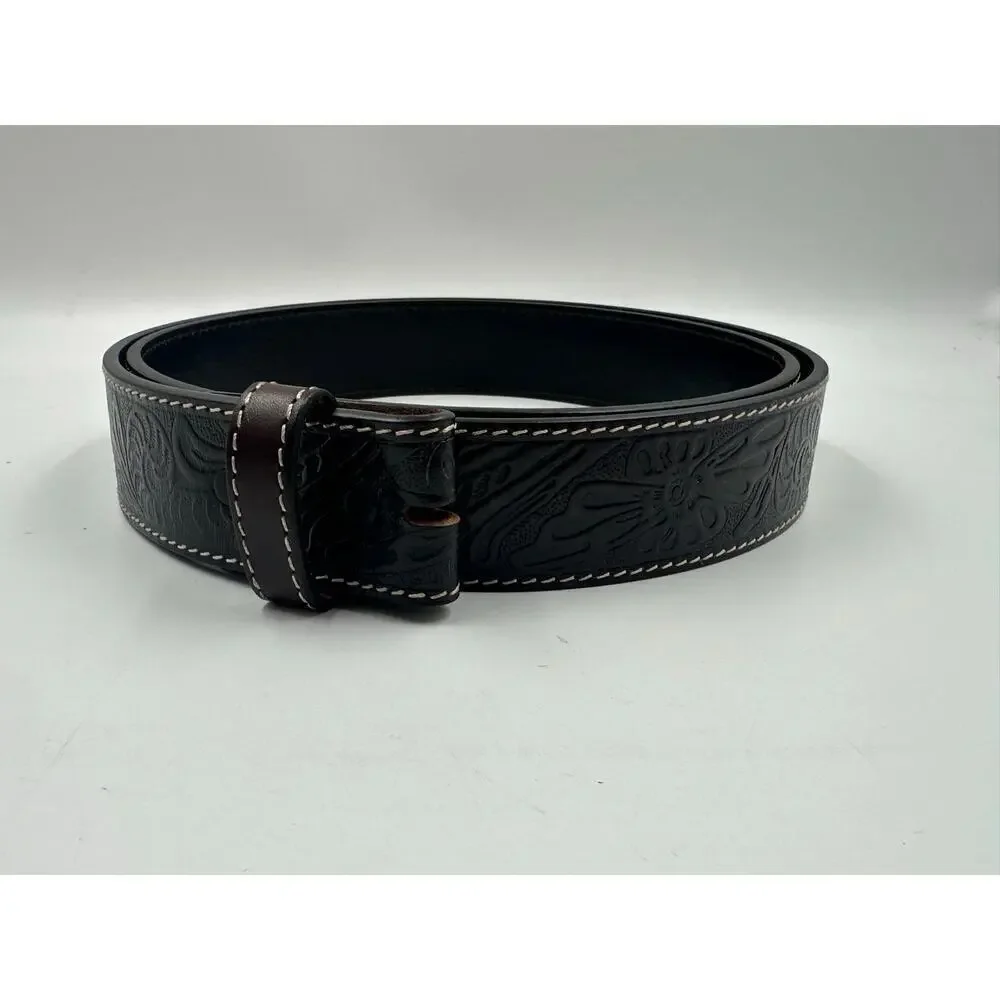 BS118 Genuine Full Grain Western Floral Engraved Tooled Leather Belt Strap Sz 46